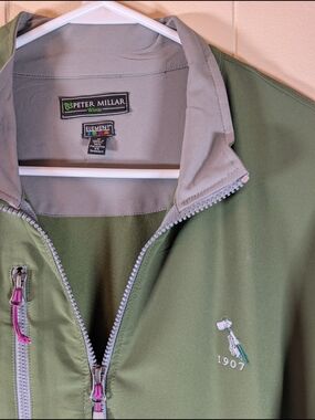 Peter Millar Element Wind Jacket Mens Medium Green Full Zip Performance Golf